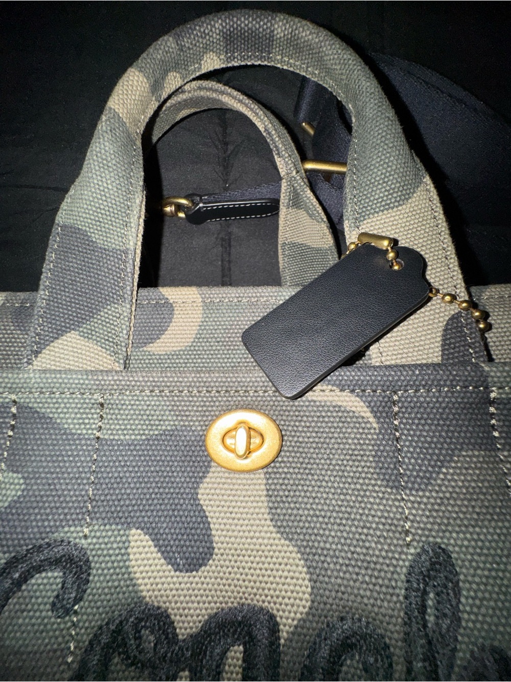 Coach Camouflage Canvas Mini Tote - Green, Black, Tan - Picture 13 of 16